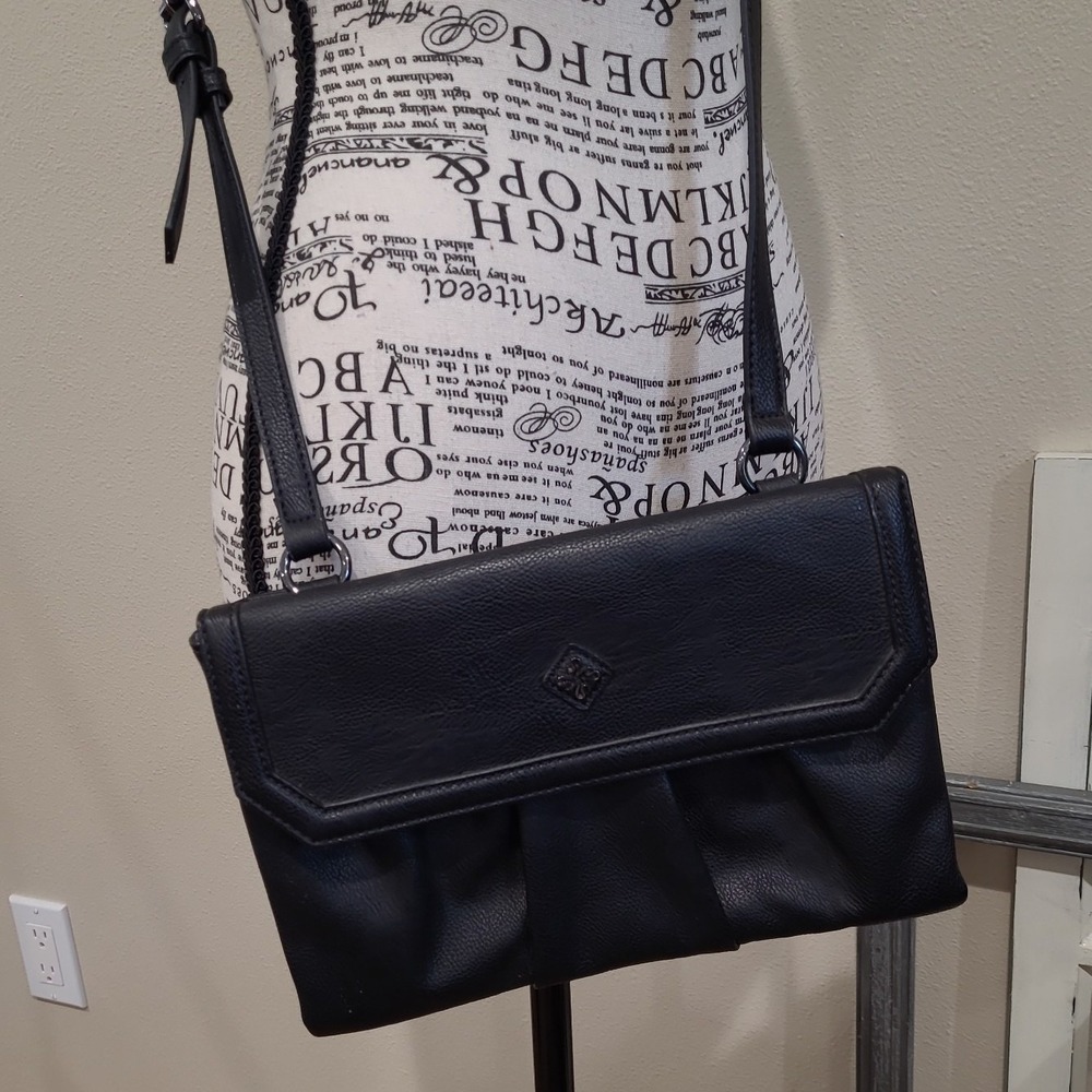 Simply Vera Vera Wang Cherry Hill pleated Crossbody Bag Black mid size